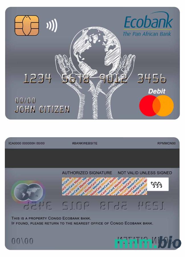 Congo Ecobank bank master debet karta przykład w formacie PSD